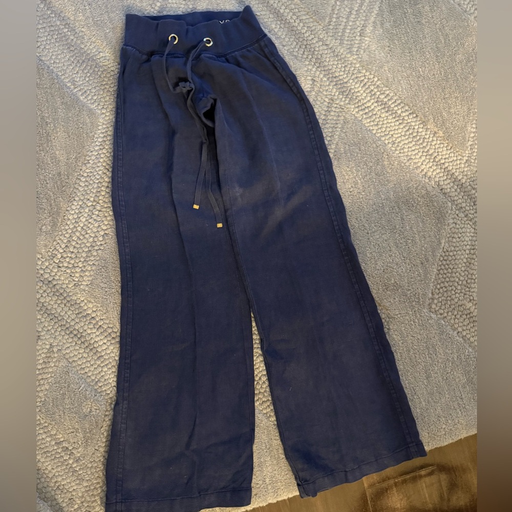 Lily Pulitzer linen navy wide leg waist tie pants